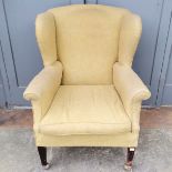 Antique green upholstered armchair 66cm x 60cm x 105cm high