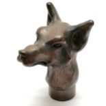 Patinated moulded copper fox head walking stick handle 6.5cm high- no obvious damage