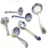 Pair of Burleigh blue & white china ladles t/w 4 other ladles - largest 32cm ~ willow pattern