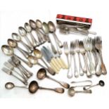 Qty of loose silver plated cutlery inc boxed part set of teaspoons