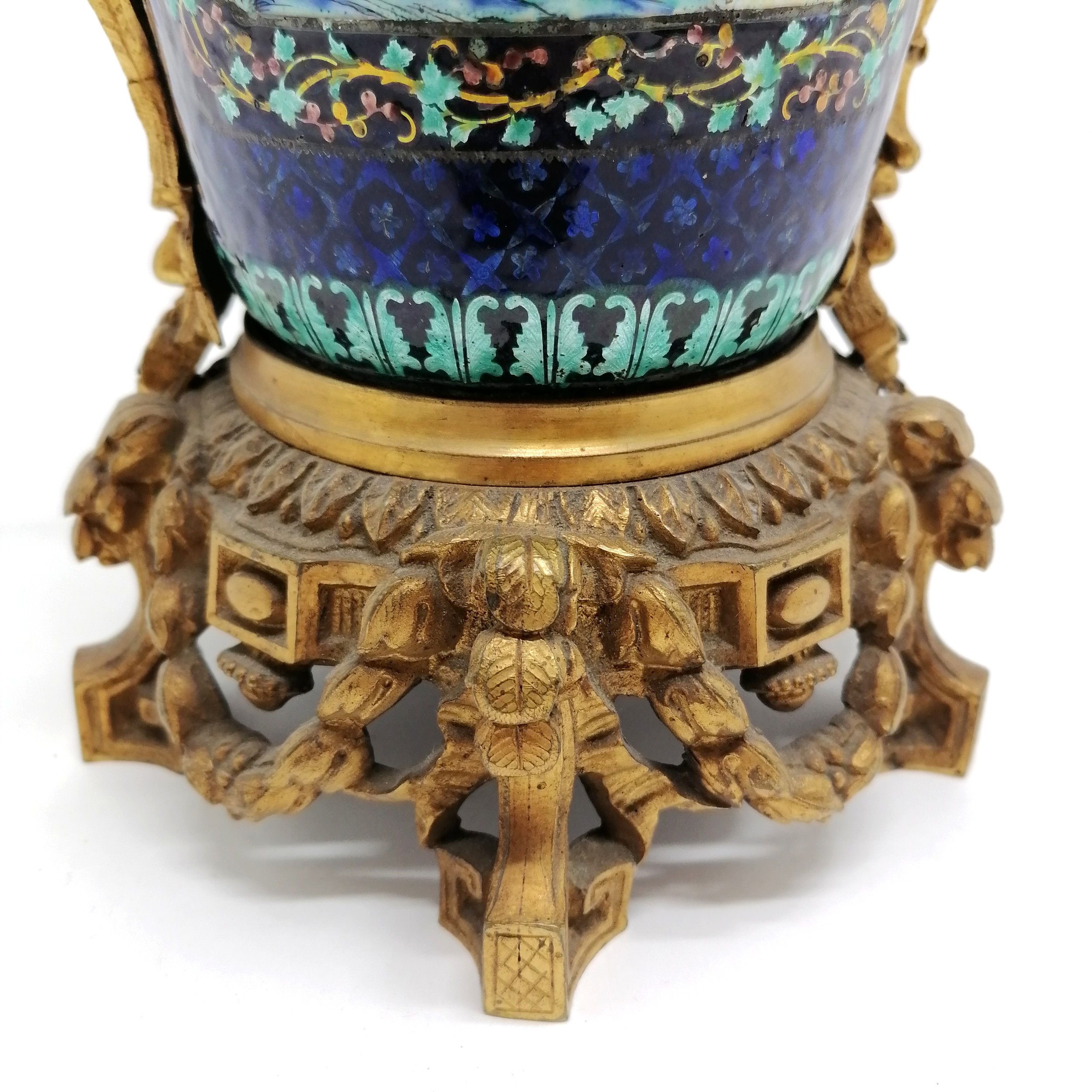 Antique Chinese Cantonese enamelled vase with French ormolu mounts - 35cm high missing it's lid - Image 6 of 8