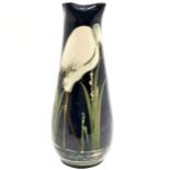 Vase depicting a stork in water by Longpark Torquay measuring 25cm high. - slight chip to base