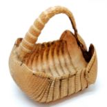 Antique 9 banded armadillo basket - 23cm across & 22cm high ~ slight loss otherwise in good used