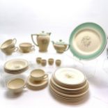 Susie Cooper Glen mist comprising teapot, sandwich plate (22.5cm), 5 place setting - signs of wear