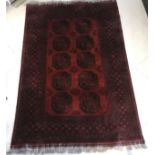 Turkish red ground rug, 163 cm wide, 252 cm length. Overall good used condition.