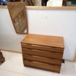 Mid 20thc G-plan 4 drawer teak chest & wall mirror