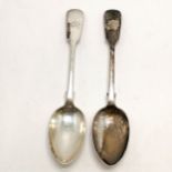 1873 Exeter silver pair of tablespoons by James and Josiah Williams & Co - 22cm & 124g ~ dents to