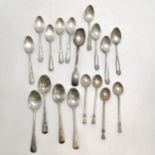 18 x antique silver teaspoons - total 181g ~ some have wear to bowls