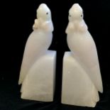 Pair of Art Deco alabaster parrot bookends 21cm high- 1 has damage to the head