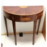Demi lune inlaid fold over side table - a/f 75cm wide/diameter x 38cm deep x 70cm high
