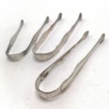 3 x silver sugar tongs / nips inc 14.5cm pair by Peter, Ann & William Bateman - total (3) 92g ~ 1