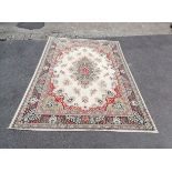 Kashmir wool large cream grounded rug 250cm x 340cm - in good used condition