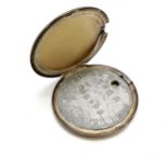 Silver locket (missing suspender) with enclosed dog tag - Robert Y Crosbie 641340 MDNA - 4cm
