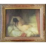 Framed oleograph of 'Femme nue couchée' by Jean-François Millet ~ frame 44.5cm x 52.5cm