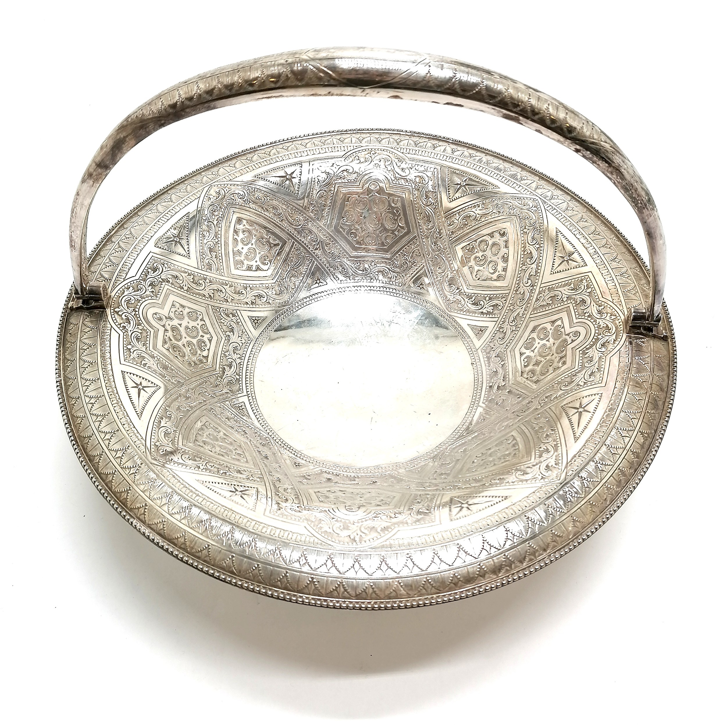 1870 Scottish silver basket with hand worked profuse decoration by William Marshall - 27cm - Image 3 of 3