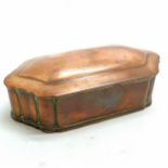 Antique Middle Eastern copper box with silver inlay - 20cm across x 6cm high and a/f to part of