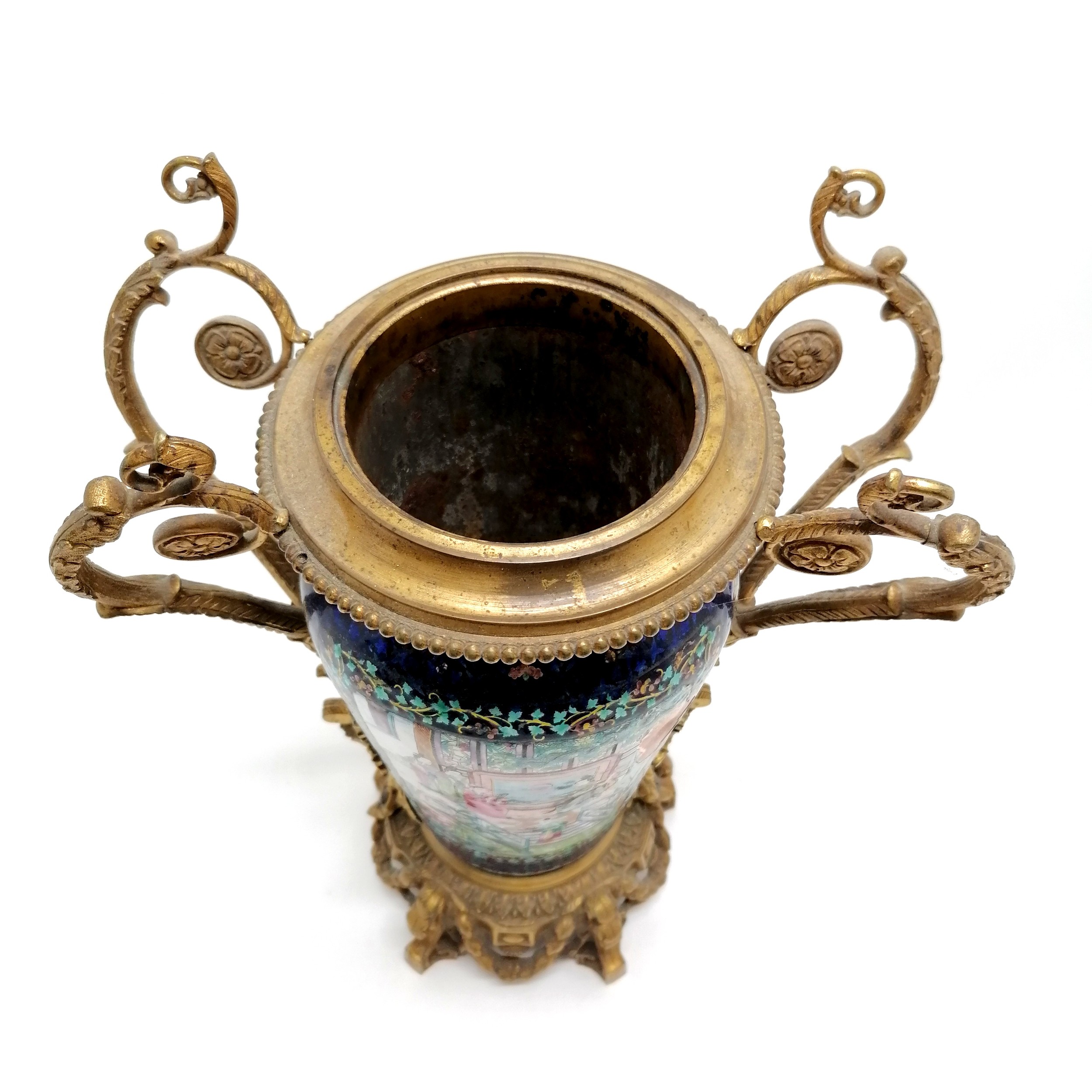 Antique Chinese Cantonese enamelled vase with French ormolu mounts - 35cm high missing it's lid - Image 2 of 8