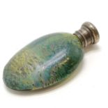 Antique iridescent glass bodied scent bottle with unmarked silver screw on lid - 9cm tall ~ no
