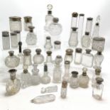 Qty (41) of silver topped glass bottles, jars etc - tallest 17cm ~ some a/f