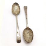1789 pair of George III sterling silver spoons with swirl bowls - 21.5cm & 114g