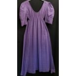 Biba dress 100cm bust elasticated waist, handwoven lilac cotton made in India, in good condition