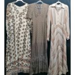Brown and cream patterned polycotton dress 80cm bust, brown cotton dress short sleeved 68cm bust t/w