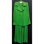 Green crepe two piece with stitched detail to collar and cuffs by giusi slaviero, 90cm bust and