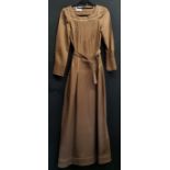 Brown crepe belted dress by Vogue Couturier Design 88cm bust in good condition