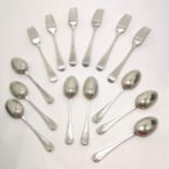 1864 silver 8 x bead edge spoons by Chawner & Co (George William Adams) (17.5cm) t/w 6 x bead edge