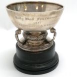 1971 silver golfing trophy by Johnson, Walker & Tolhurst - 12.5cm diameter x height on turned wooden