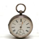 Antique Kendal & Dent silver cased pocket watch - 50mm diameter & has hairline to dial but runs & WE