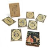 Odette vintage mirror in hand embroidered case t/w antique boxed unusual card table numbers - 9.