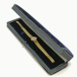 Fortis 18ct gold diamond set manual wind ladies wristwatch (#5398) with integral flush adjustable