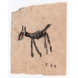 L S Lowry drawing of a dog - 14.5cm x 11.1cm ~ Laurence Stephen Lowry (1887–1976)- some foxing to
