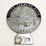 Vintage Young farmers club car badge with blue enamel detail - 9cm