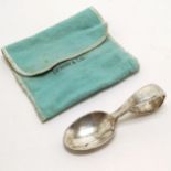 Tiffany silver marking feeding spoon - 9cm & 36g with original pouch and spoon has initial & has