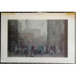 L S Lowry ltd ed print (41cm x 60cm) of 'Outside the mill' #599/850 by Laurence Stephen Lowry (