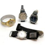 4 x mechanical vintage Gents wristwatches - Smiths, Services, Sekonda (all 3 running) + Fina (a/f) -