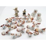 Collection of Staffordshire style cows, mostly a/f 8 cm length, 6 cm high, Pair of Staffordshire
