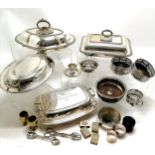 Quantity of silver plated ware including 4 entrée dishes, pair of bottle coasters and 2 others, 4