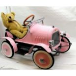 Pink classic roadster pedal car with fold down windscreen built from a kit (98cm long and in