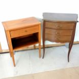 Continental 3 drawer cabinet with cabriole legs (50cm x 31cm x 67cm high) t/w light wood bedside