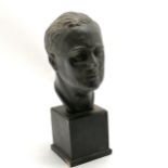 Ruth Yates (1896-1969) lead sculpture of Franklin D Roosevelt on wooden base - total height 28cm