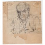 Lucian Freud mounted pencil sketch of a gentleman - mount 21.5cm x 19.7cm ~ Lucian Michael Freud (