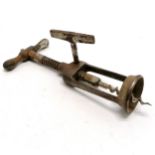 Antique steel corkscrew with side wind mechanism 17cm.