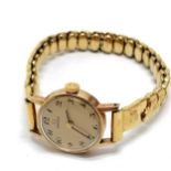 Omega 9ct gold cased manual wind ladies wristwatch calibre 625 on a gold plated stretchy strap - for