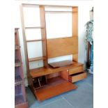 Mid century Teak Beaver & Tapley wall unit, fitted with revolving tv stand, 153 cm wide, 205 cm