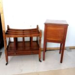 Reproduction mahogany Canterbury with drawer 52cm high x 51cm wide x 33cm deep T/W a mahogany lidded