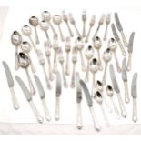 Sheffield silver plated Dubarry pattern cutlery, six of most, apart from teaspoons & serving spoons.