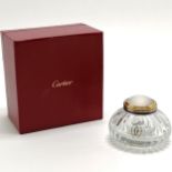 Must de Cartier glass bodied inkwell - 8cm diameter in retail box ~ no obvious damage